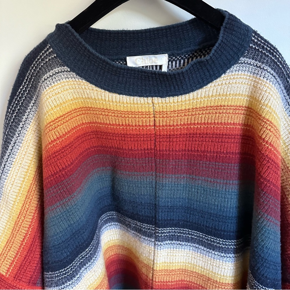 EUC Chloe Horizontal Stripe Wool/Cashmere Poncho - size XS/S - Picture 5 of 8